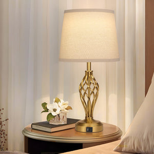 Touch Bedside Table Lamps Set of 2 with USB Charging Ports