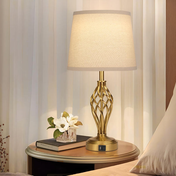 Touch Bedside Table Lamps Set of 2 with USB Charging Ports