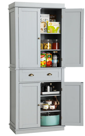 72" Kitchen Pantry Storage Cabinet with Drawer & Adjustable Shelves