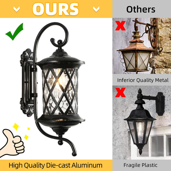 Retro Outdoor Wall Lantern | Coach Light & Dusk to Dawn Sconce | Waterproof Aluminum