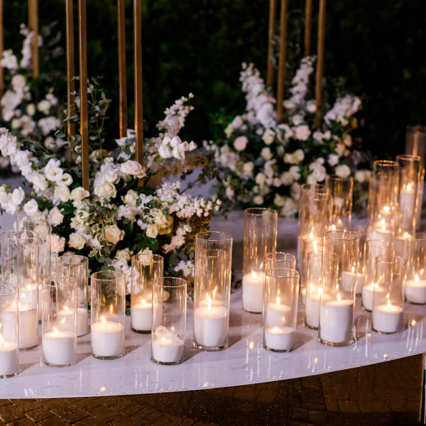 Glass Cylinder Vases and Pillar Candles Set