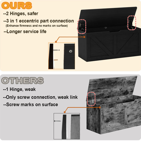 Storage Bench 39.4 Inch with Safety Hinges and Lid