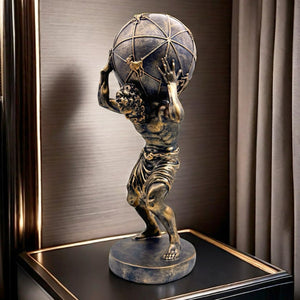 Greek Atlas Statue Bronze Resin Sculpture 16.5 Inch