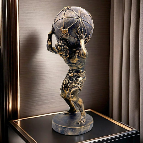 Greek Atlas Statue Bronze Resin Sculpture 16.5 Inch