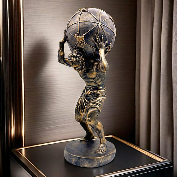 Greek Atlas Statue Bronze Resin Sculpture 16.5 Inch