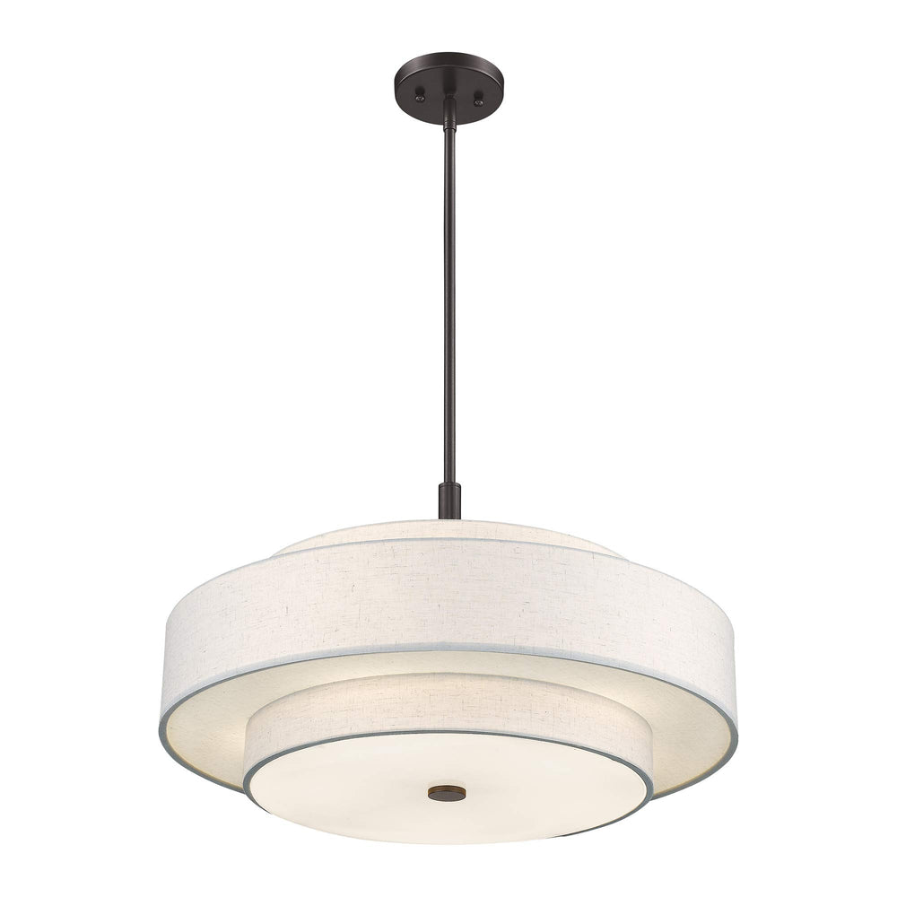 5-Light Triple Drum Pendant Light with Fabric Shade
