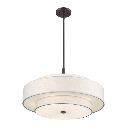 5-Light Triple Drum Pendant Light with Fabric Shade
