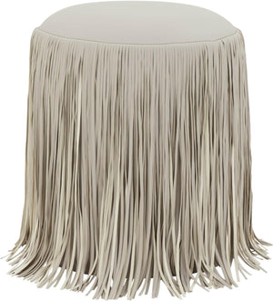 Round Vegan Leather Ottoman with Kiln-Dried Pine Frame