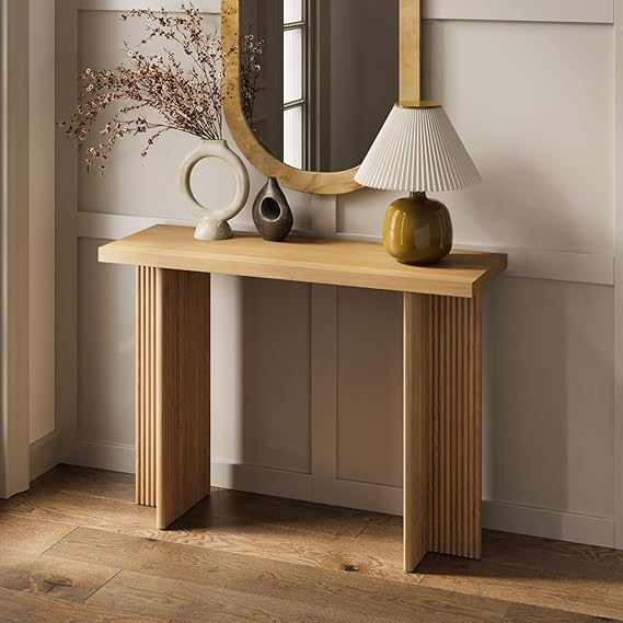 Fluted Console Table with Cross Base