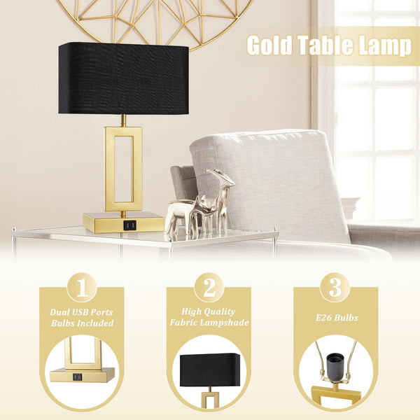 Touch Control Dimmable Table Lamps Set of 2 with USB Ports