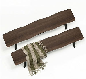 59-Inch Farmhouse Dining Bench – Set of 2 (Oak / Walnut)