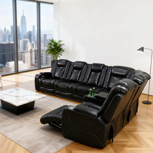 Power Reclining Sectional Sofa with LED Lights & Storage