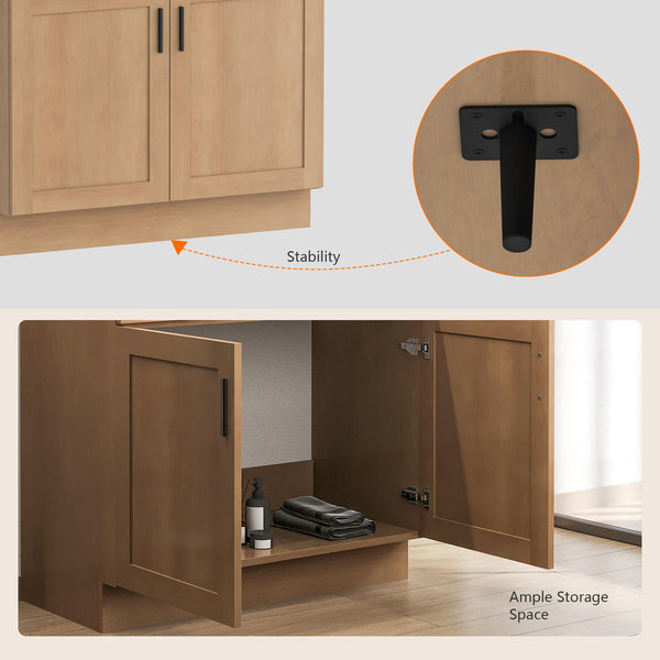 Bathroom Vanity Cabinet with Sink – Soft-Close Doors, Drawer & Metal Handles