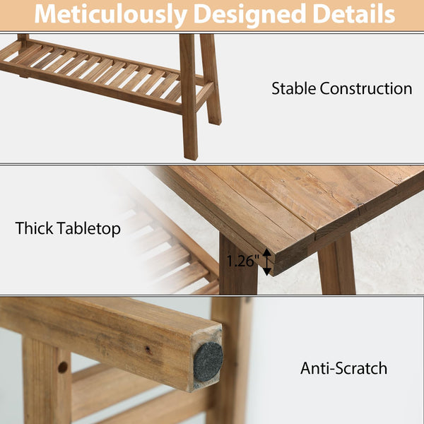 Reclaimed Wood Console Table with 2-Tier Storage