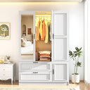 3-Door Wardrobe Armoire with Mirrors & LED Lights