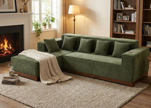 110" L-Shaped Sectional Sofa with LED Lights & Chaise