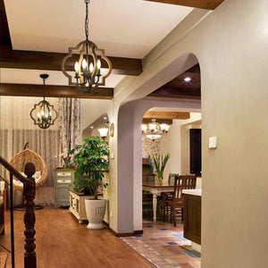4-Light Wood Farmhouse Chandelier
