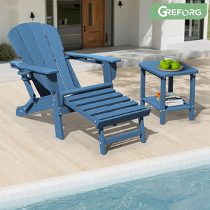 GREFORG Patio Side Table, Small Rectangular HDPE Adirondack End Table for Outdoor Use in Pool, Garden, Lawn, Backyard,Navy