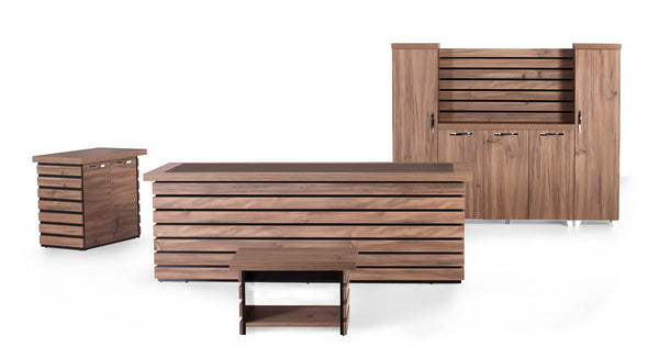 87" 4-Piece Wood Office Furniture Set – Executive Desk, Storage Cabinet, File Cabinet & Coffee Table