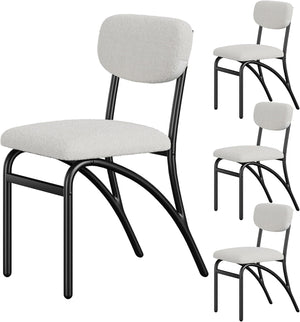 5-Piece Dining Table Set with 4 Boucle Chairs & Storage Shelf