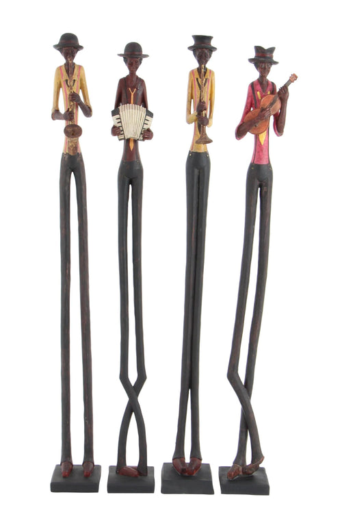Jazz Band Musician Figurines Set of 4 – Polystone Decorative Statues