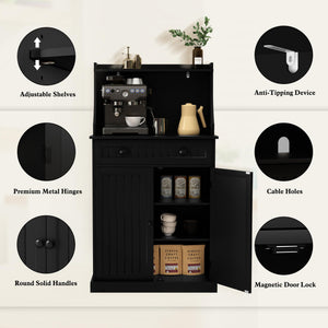 54" Kitchen Microwave Cabinet with Storage & Drawers
