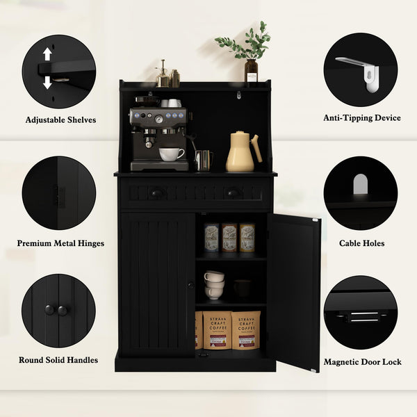 54" Kitchen Microwave Cabinet with Storage & Drawers
