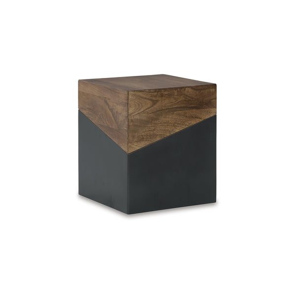 Two-Tone Accent End Table – Brown & Gunmetal