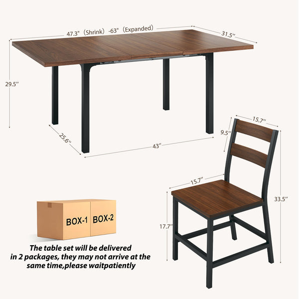 7-Piece Extendable Dining Table Set with 6 Chairs