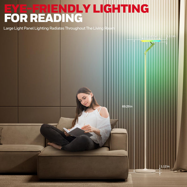 LED Floor Lamp with Remote Control – 3000LM, 2700–5000K, RGB Modes