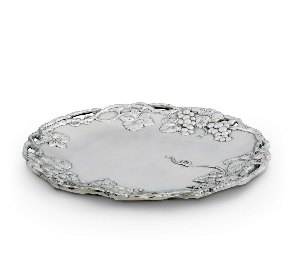 Aluminum Grape Round Serving Tray 15 Inch