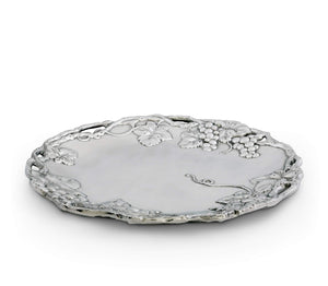 Aluminum Grape Round Serving Tray 15 Inch