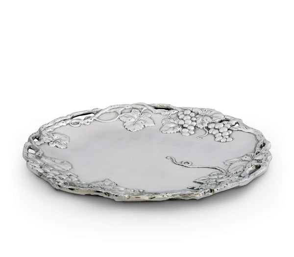 Aluminum Grape Round Serving Tray 15 Inch
