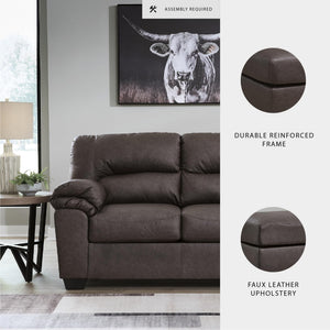 Contemporary Faux Leather Loveseat – Dark Brown
