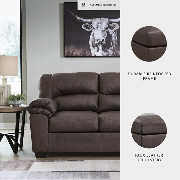 Contemporary Faux Leather Loveseat – Dark Brown