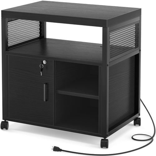 Lateral File Cabinet with Printer Stand & USB Charging