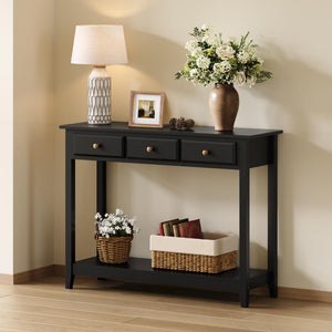 Console Table with 3 Drawers and Storage Shelf