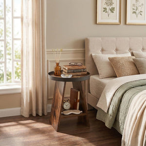 Round 2-Tier Side Table with Tray Top