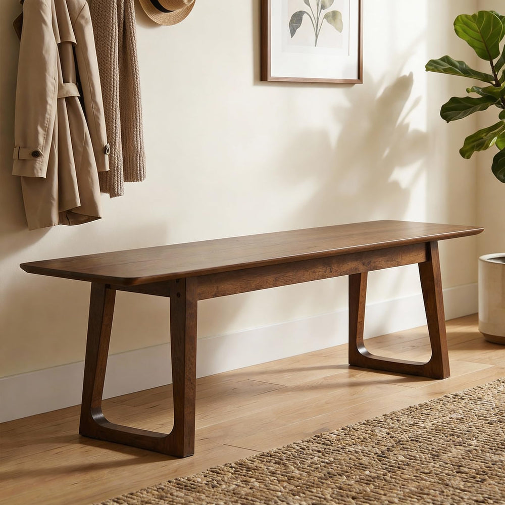 55 Inch Rustic Farmhouse Entryway Bench – Solid Wood, Multi-Room