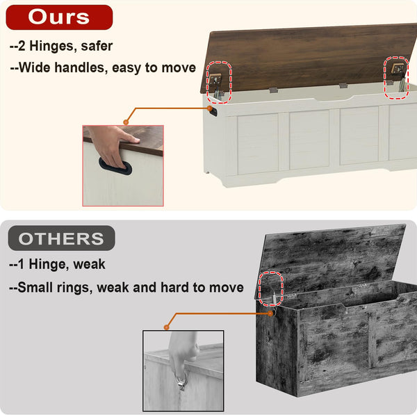 Large Storage Chest with Safety Hinges & Wooden Bench