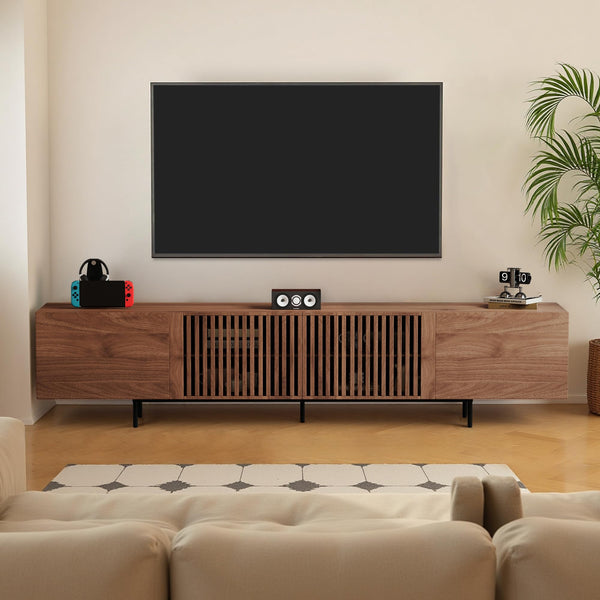 94.48" Mid-Century Modern Walnut TV Stand