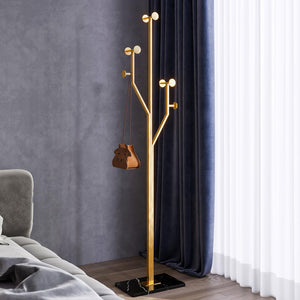 Metal Coat Rack with Marble Base — Freestanding Hook Stand