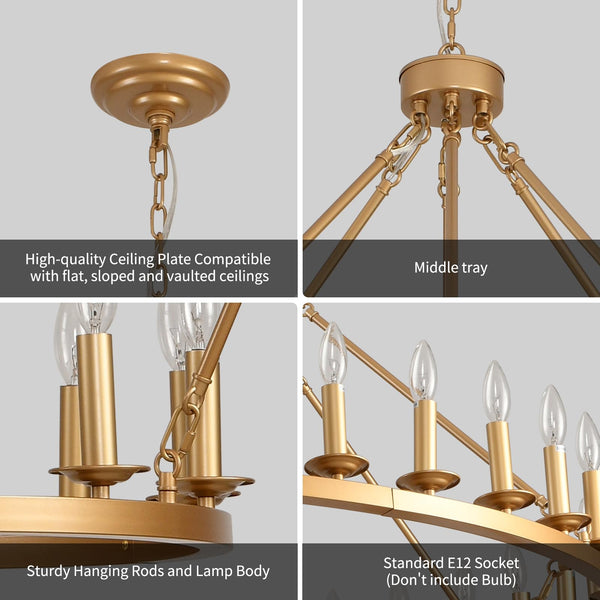 Wagon Wheel Chandelier 60-Inch Multi-Tier Metal Ceiling Light
