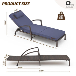 Outdoor PE Rattan Chaise Lounge Set of 2