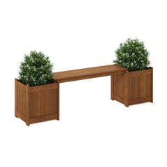 Outdoor Hardwood Planter Bench with Flower Box