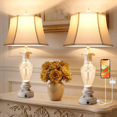 Table Lamp Set of 2 with USB Ports & 3-Color Temperatures