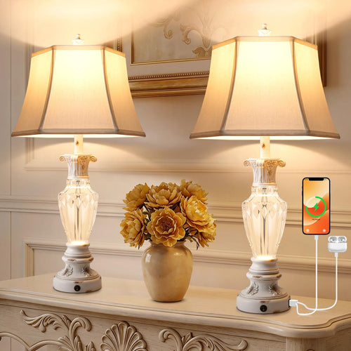 Table Lamp Set of 2 with USB Ports & 3-Color Temperatures