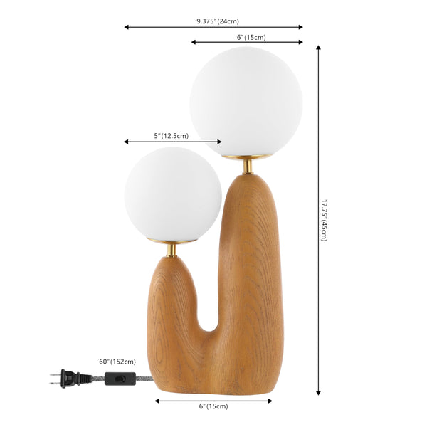 Mid-Century LED Table Lamp with Frosted Globe Shades, 2-Light