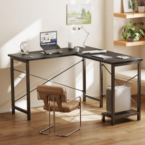 L-Shaped Gaming & Home Office Corner Desk 50 Inch with CPU Shelf