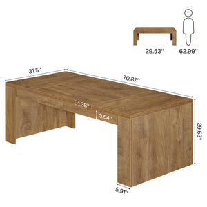 70.86-Inch Large Executive Computer Desk with Double Pedestal Legs